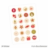 24 Adventskalender Zahlen Aufkleber BEIGE Retro rund 4 cm Ø