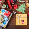 24 Adventskalender Zahlen Aufkleber bunt - eckig Weihnachten