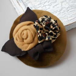 Fascinator Samt Blumen in Brauntönen