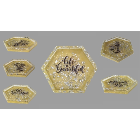 Spruch-Bild Hexagon gelb