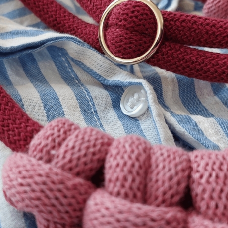 Statementkette weinrot rosa Baumwolle Makramee nachhaltig Skandi