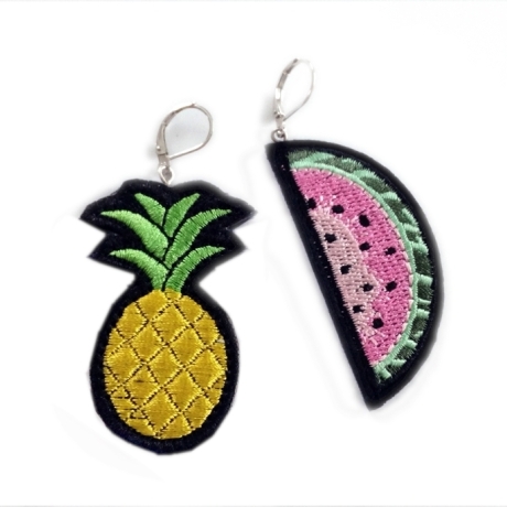 Ohrringe im ungleichen Paar Ananas & Wassermelone