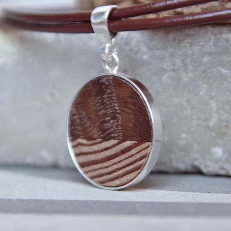 Kettenanhänger Holz – Eiche & Pitch Pine in 925 Silber