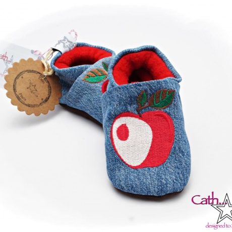 Upcycling Jeanspuschen Apfel vegan