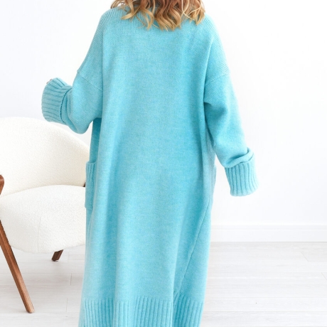 Oversized Strickmantel lang Strickjacke Cardigan Weste Aqua S-XL