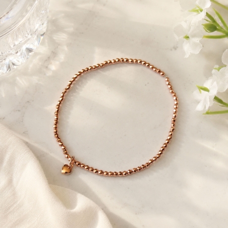 Armband mit Herz aus Hämatit in Roségold – Persönliches Geschenk