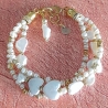 Perlenarmband, Perlen-Armband, weiss, Herz-Form