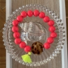 Armband Holzperlen Neon mit Naturmuschel Perle und Tassel