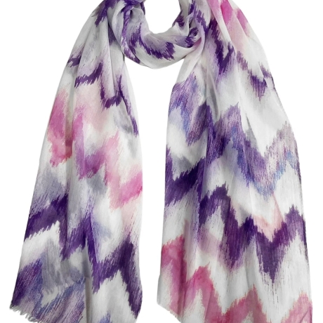 Leichter Sommer-Schal Zacken, 170 x 45 cm, Flieder