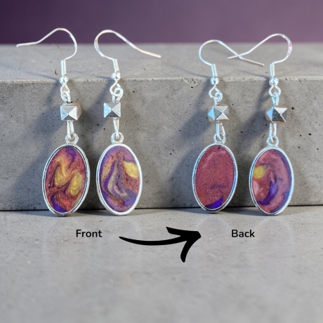 Ohrringe mit Perle und Resinanhänger