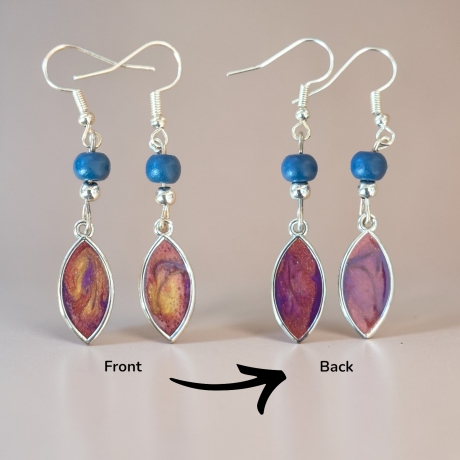 Ohrringe mit Perle und Resinanhänger