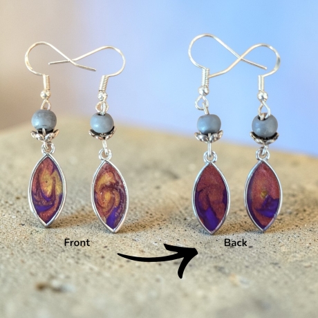 Ohrringe mit Perle und Resinanhänger