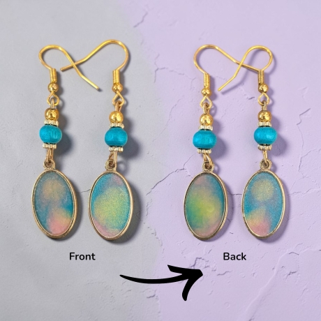 Ohrringe mit Perle und Resinanhänger