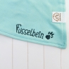 Besticktes Hundetuch Mint Fusselbein oder Hellblau Fellschnute