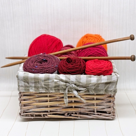 Handstulpen Weinrot flache Rippen handgestrickt Umfang ca 24cm