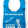 Baby Lätzchen farbiger Saum ICH SCHREIE NICHT bedruckt mit Namen