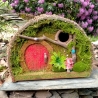 Rotes Hobbit Vogelhaus mit Pilz & Farn - Feenhaus 29cm