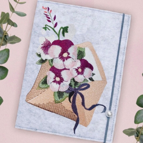 Blumenbrief Stickdatei – Romantisches Umschlag-Motiv mit Blüten