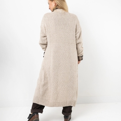 Oversized Strickmantel langer Cardigan Beige Strickweste (S - XL)