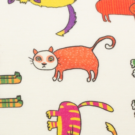 beschichtete Baumwolle Katzen bunt weißgrundig Alsfeld