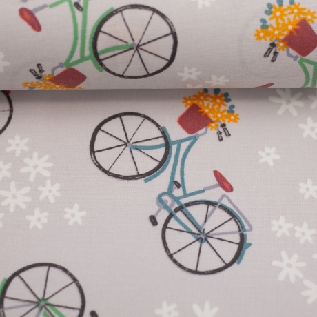 beschichtete Baumwolle Leona Fahrrad hellgrau Fahrräder grau