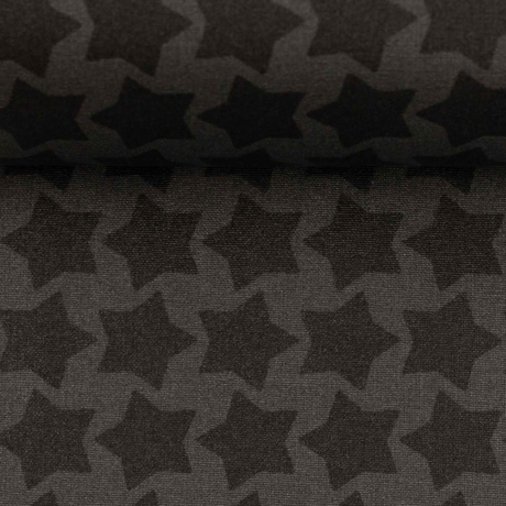 Staars beschichtete Baumwolle schwarz - anthrazit Sterne Stars RE