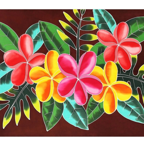 Unisex Pareo Blumen, bunt, 2-seitig Fransen, Handarbeit, ba 02
