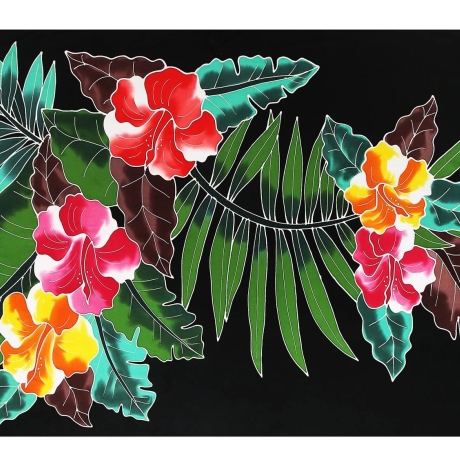 Unisex Pareo Blumen, bunt, 2-seitig Fransen, Handarbeit, ba 03