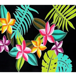 Unisex Pareo Blumen, bunt, 2-seitig Fransen, Handarbeit, ba 04