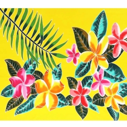Unisex Pareo Blumen, bunt, 2-seitig Fransen, Handarbeit, ba 05