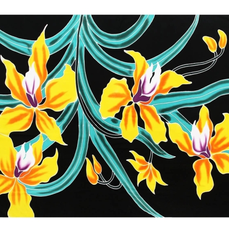 Unisex Pareo Blumen, bunt, 2-seitig Fransen, Handarbeit, ba 06