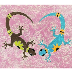 Pareo Eidechse, bunt, 2-seitig Fransen, Handarbeit, ba 09