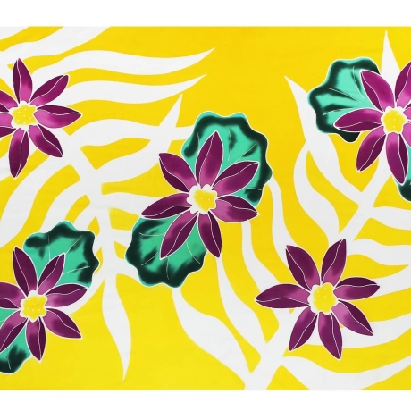 Pareo Blumen, bunt, 2-seitig Fransen, Handarbeit, ba 010
