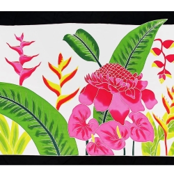 Pareo Blumen, bunt, 2-seitig Fransen, Handarbeit, ba 012