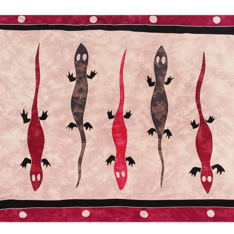 Pareo Gekko, bunt, 2-seitig Fransen, Handarbeit, ba 013