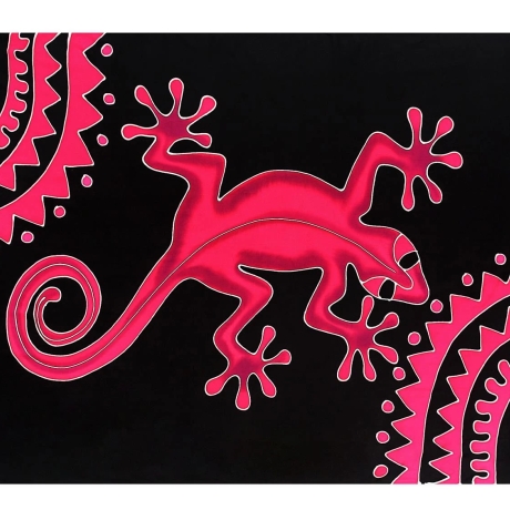 Pareo Gekko, bunt, 2-seitig Fransen, Handarbeit, ba 019