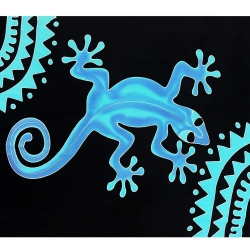 Pareo Gekko, bunt, 2-seitig Fransen, Handarbeit, ba 020