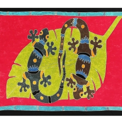 Pareo Gekko, bunt, 2-seitig Fransen, Handarbeit, ba 021