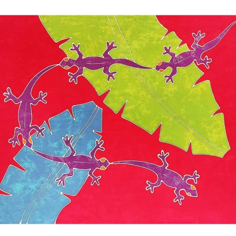 Pareo Gekko, bunt, 2-seitig Fransen, Handarbeit, ba 022