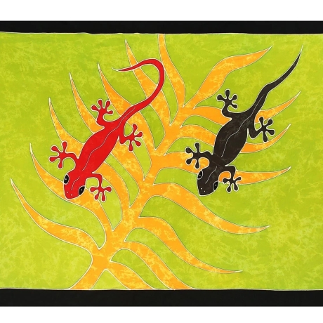 Pareo Salamander, bunt, 2-seitig Fransen, Handarbeit, ba 024
