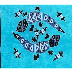 Pareo Gekko bunt, 2-seitig Fransen, Handarbeit, ba 025