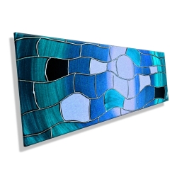 MK1 Art Bild Leinwand Abstrakt Kunst Malerei Acrylbild blau XXL