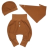 3-tlg Baby-Set Pumphosen-Set Erstlingsoutfit in Karamell 