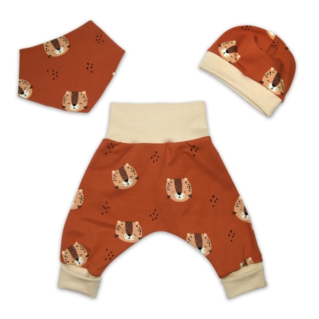 3-tlg Baby-Set Pumphosen-Set Erstlingsoutfit Leoparden 