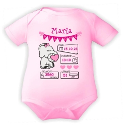 Baby Body kurz WELCOME GIRL personalisiert mit Geburtsdaten+Name