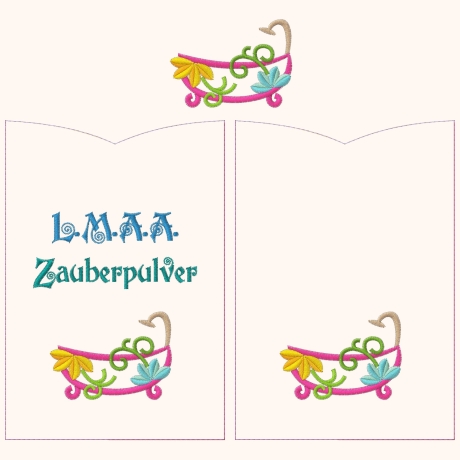 Badezauber Hülle für Badesalz 3x Stickdatei Badewanne Text Blanko