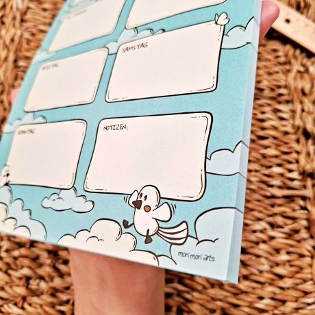 A5 Wochenplaner Notizblock, Himmel- & Vogelmotiv | 50 Seiten