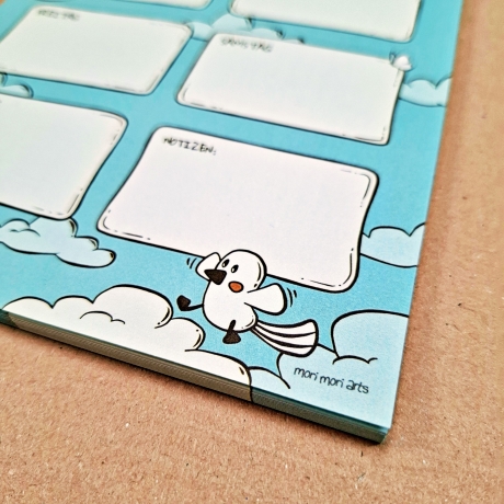 A5 Wochenplaner Notizblock, Himmel- & Vogelmotiv | 50 Seiten