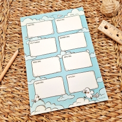 A5 Wochenplaner Notizblock, Himmel- & Vogelmotiv | 50 Seiten