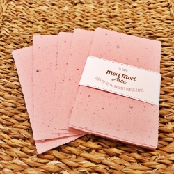 Handgeschöpftes Papier | 10 Bögen 13 × 8,5 cm | Rosa Büttenpapier